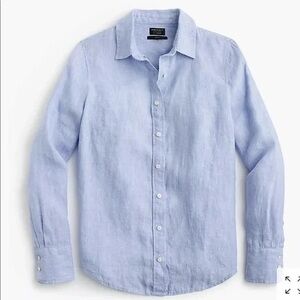 J. Crew Baird McNutt 100% Irish Linen Slim Fit Button Down Blouse - Blue - 6